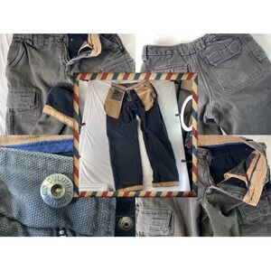 Duluth Trading Pants Flannel Lined Heavy Canvas Mens 32x33 Fits Cargo Workwear